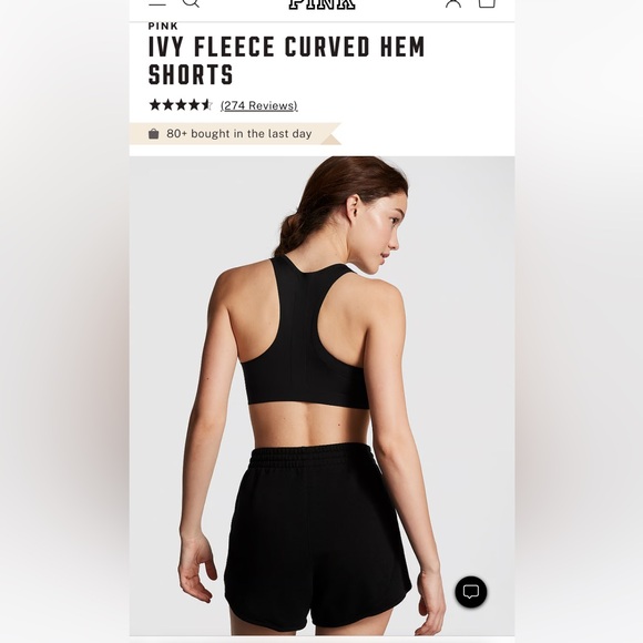 🆕 Victoria’s Secret PINK Ivy Fleece Curved Hem Shorts - Picture 12 of 13
